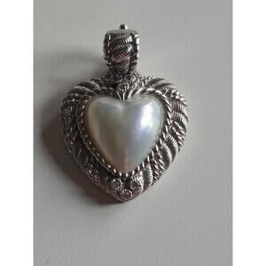 Judith Ripka Pearl & Diamonique Heart Pendant in Sterling Silver